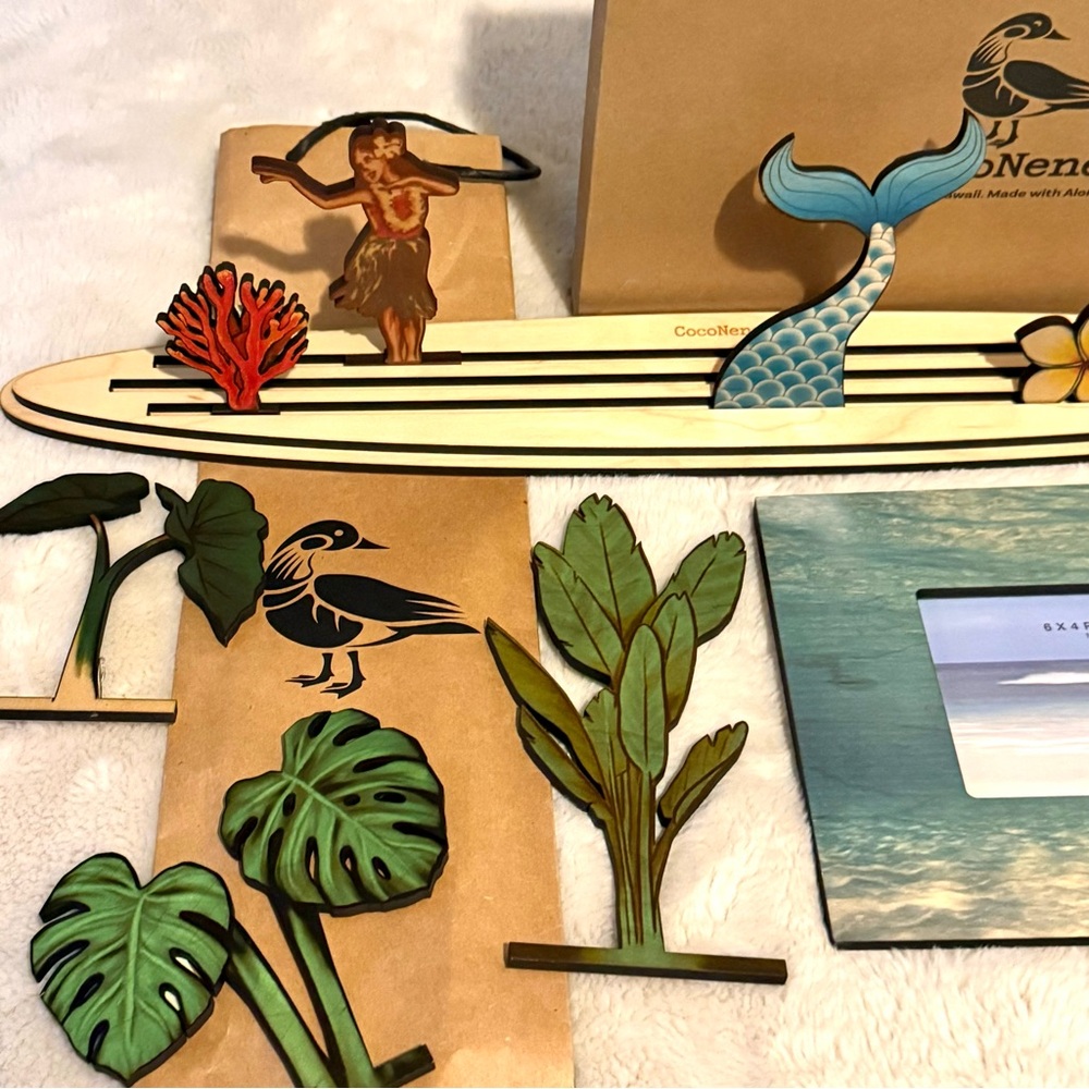 CocoNene Hawaii Maui Picture Frame and Longboard Letters 🌺 Aloha Bundle 🌈🌊 NIB - Picture 3 of 6